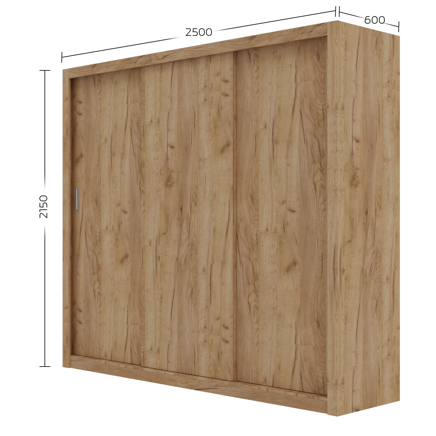 Ντουλάπα Grandio Χρυσό Δρυς 250x60x215