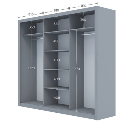 Ντουλάπα Grandio Γκρι 250x60x215