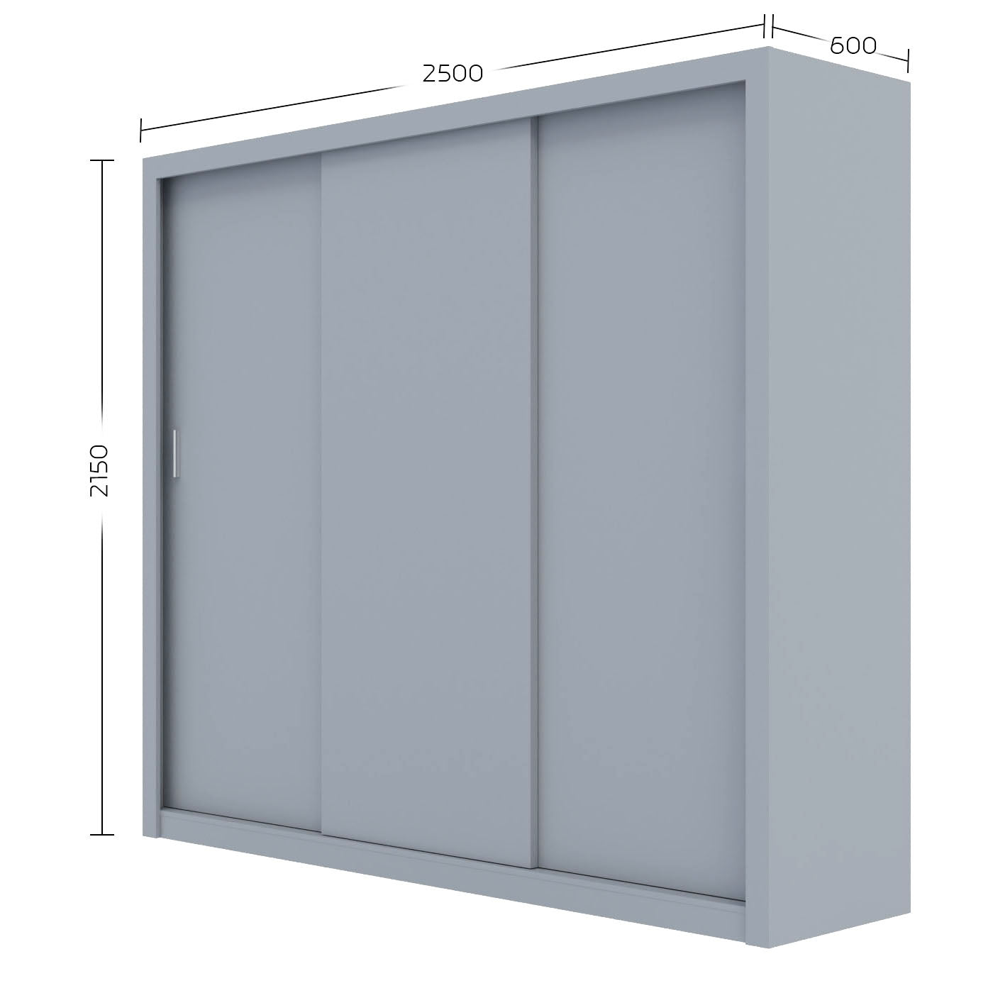 Ντουλάπα Grandio Γκρι 250x60x215