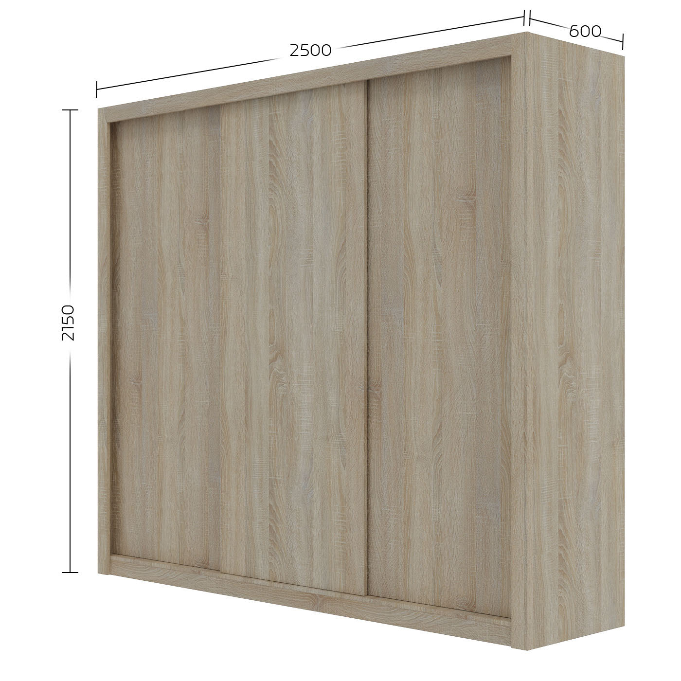 Ντουλάπα Grandio Σονόμα με Καθρέφτη 250x60x215