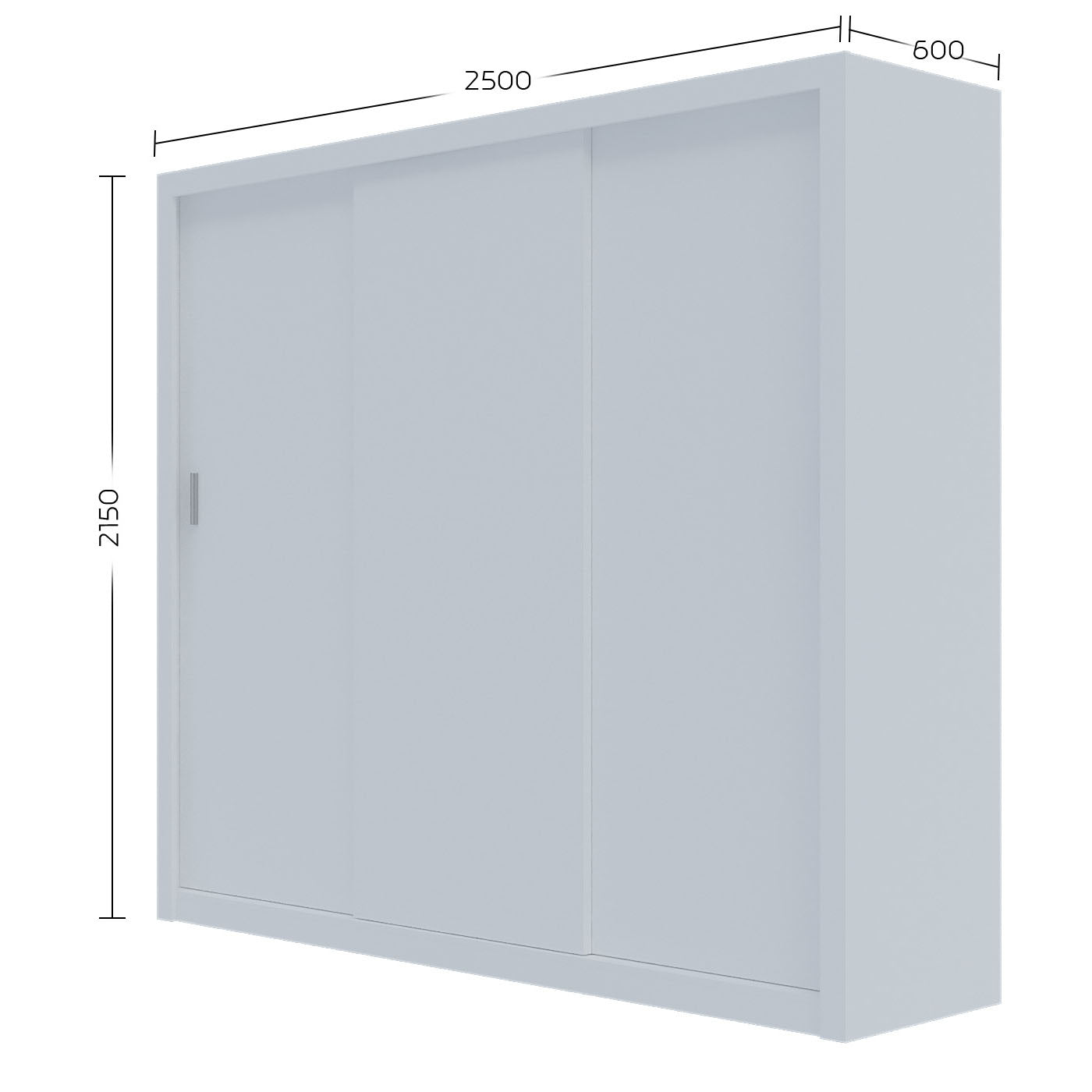 Ντουλάπα Grandio Λευκή με Καθρέφτη 250x60x215
