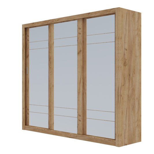 Ντουλάπα Grandio Χρυσό Δρυς με Καθρέφτη 250x60x215