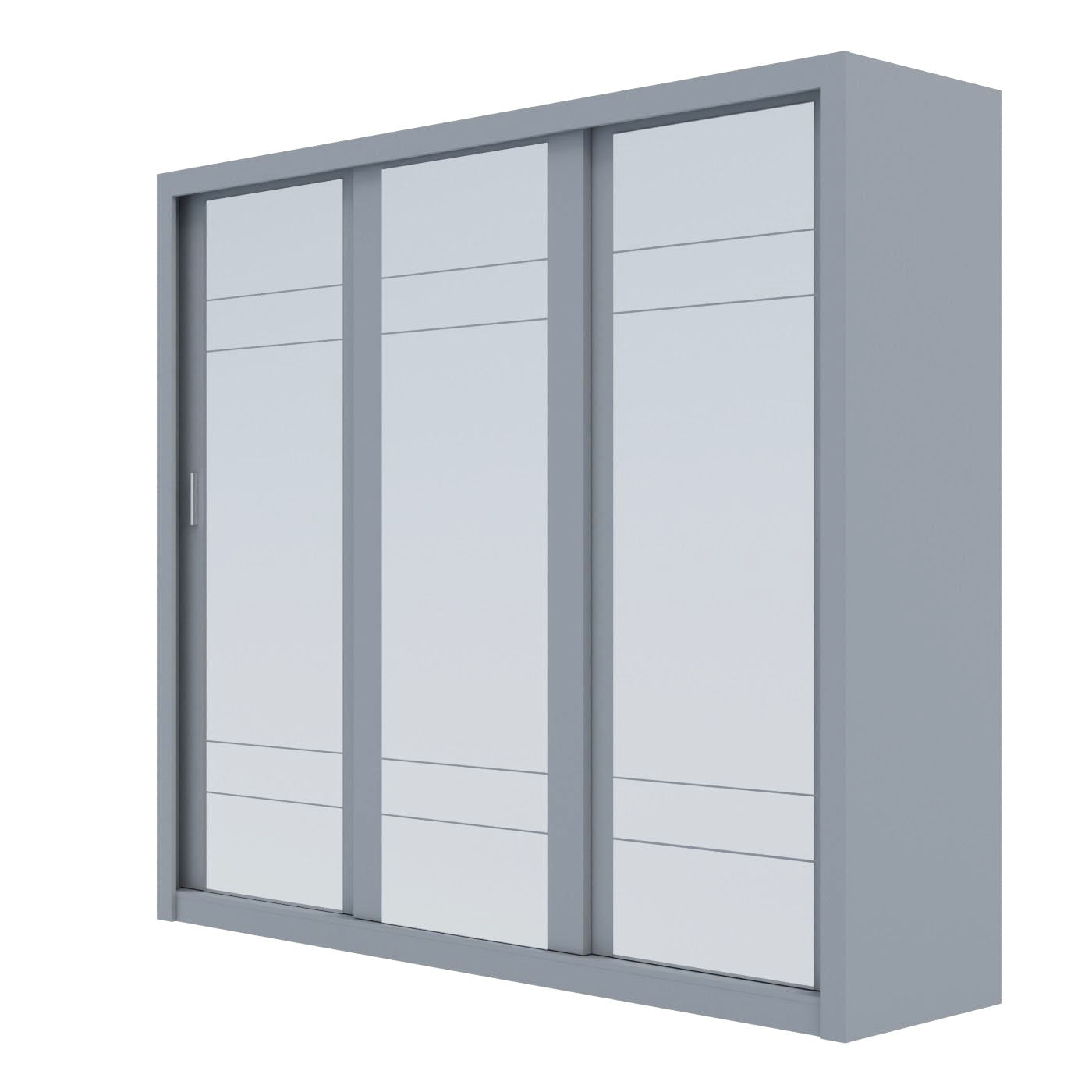 Ντουλάπα Grandio Γκρι με Καθρέφτη 250x60x215