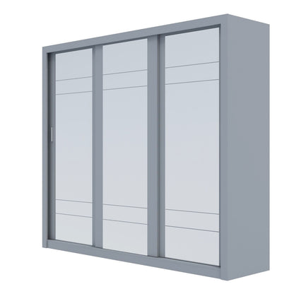 Ντουλάπα Grandio Γκρι με Καθρέφτη 250x60x215