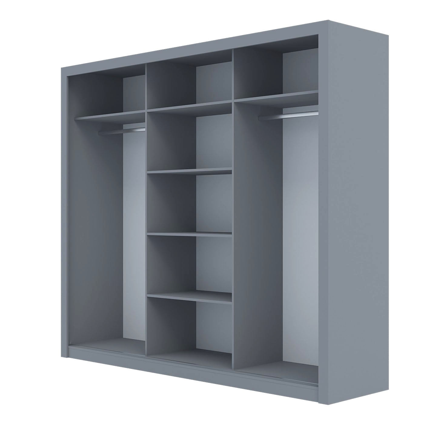 Ντουλάπα Grandio Γκρι με Καθρέφτη 250x60x215