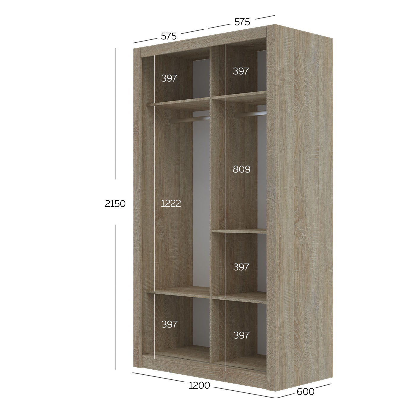 Ντουλάπα Linea Σονόμα 120x60x215