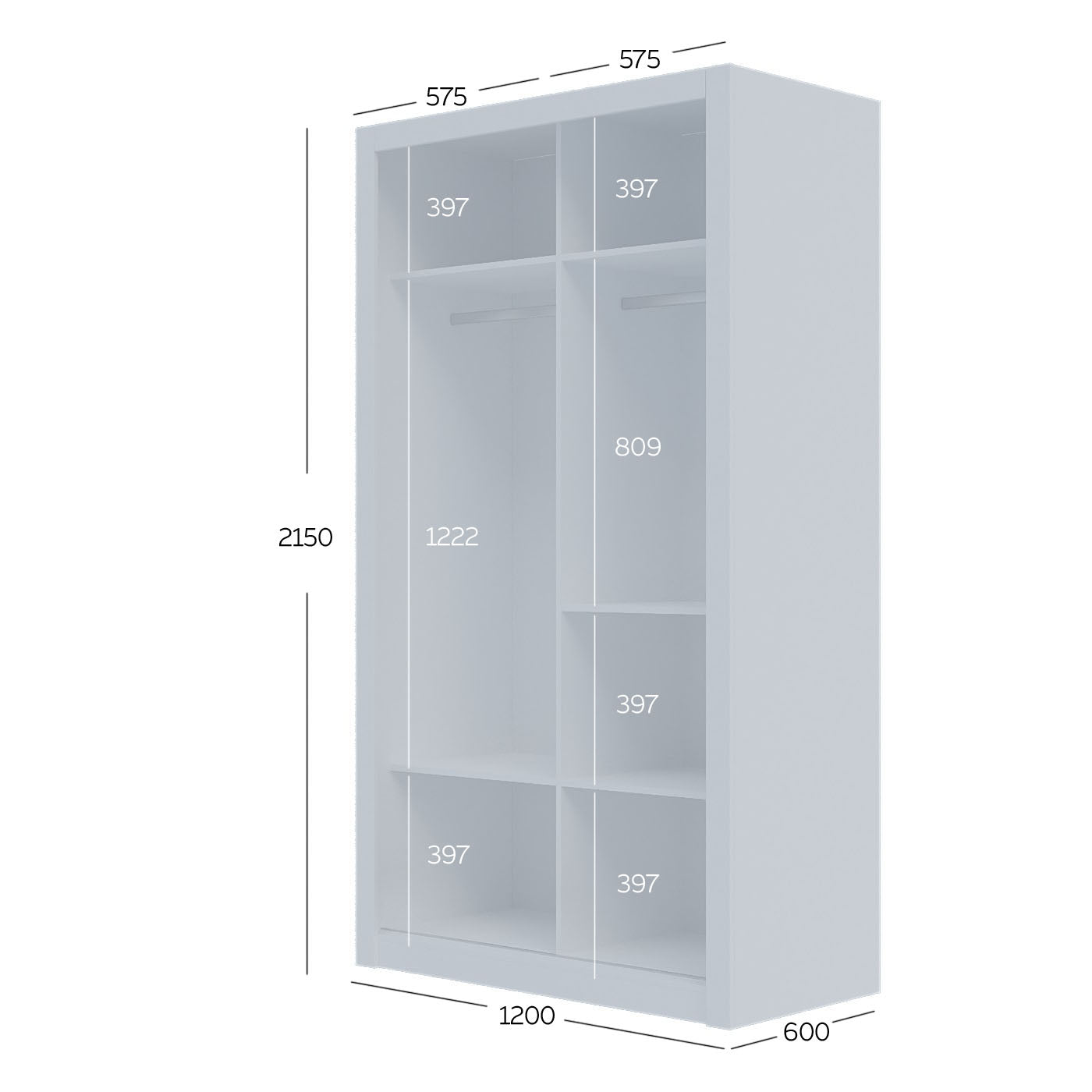 Ντουλάπα Linea Λευκή 120x60x215