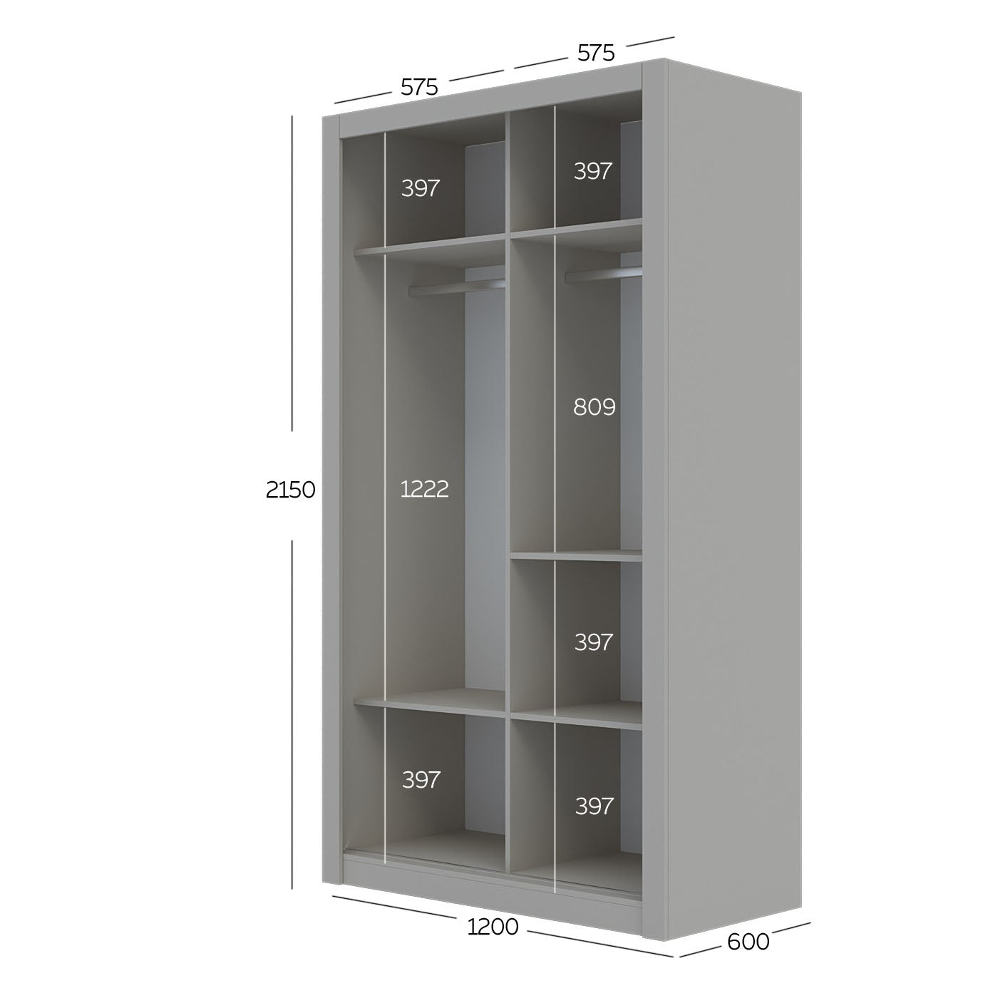 Ντουλάπα Linea Cashmere 120x60x215