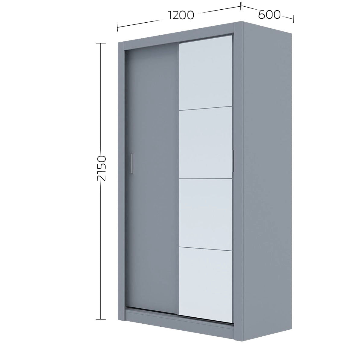 Ντουλάπα Linea Γκρι με Καθρέφτη 120x60x215