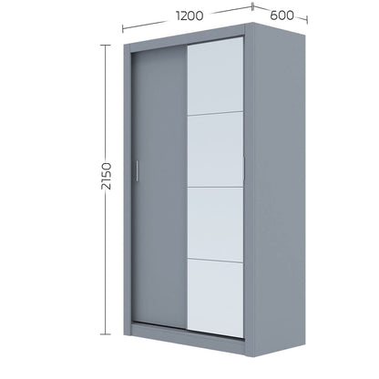 Ντουλάπα Linea Γκρι με Καθρέφτη 120x60x215