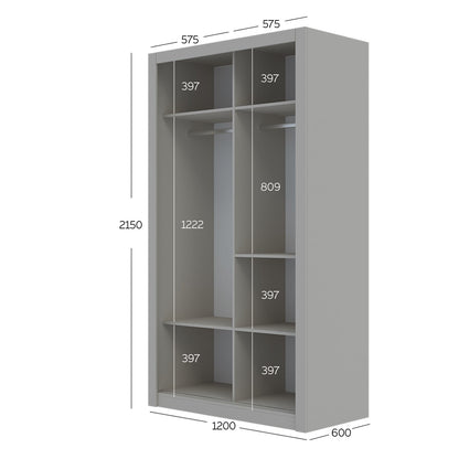 Ντουλάπα Linea Cashmere με Καθρέφτη 120x60x215