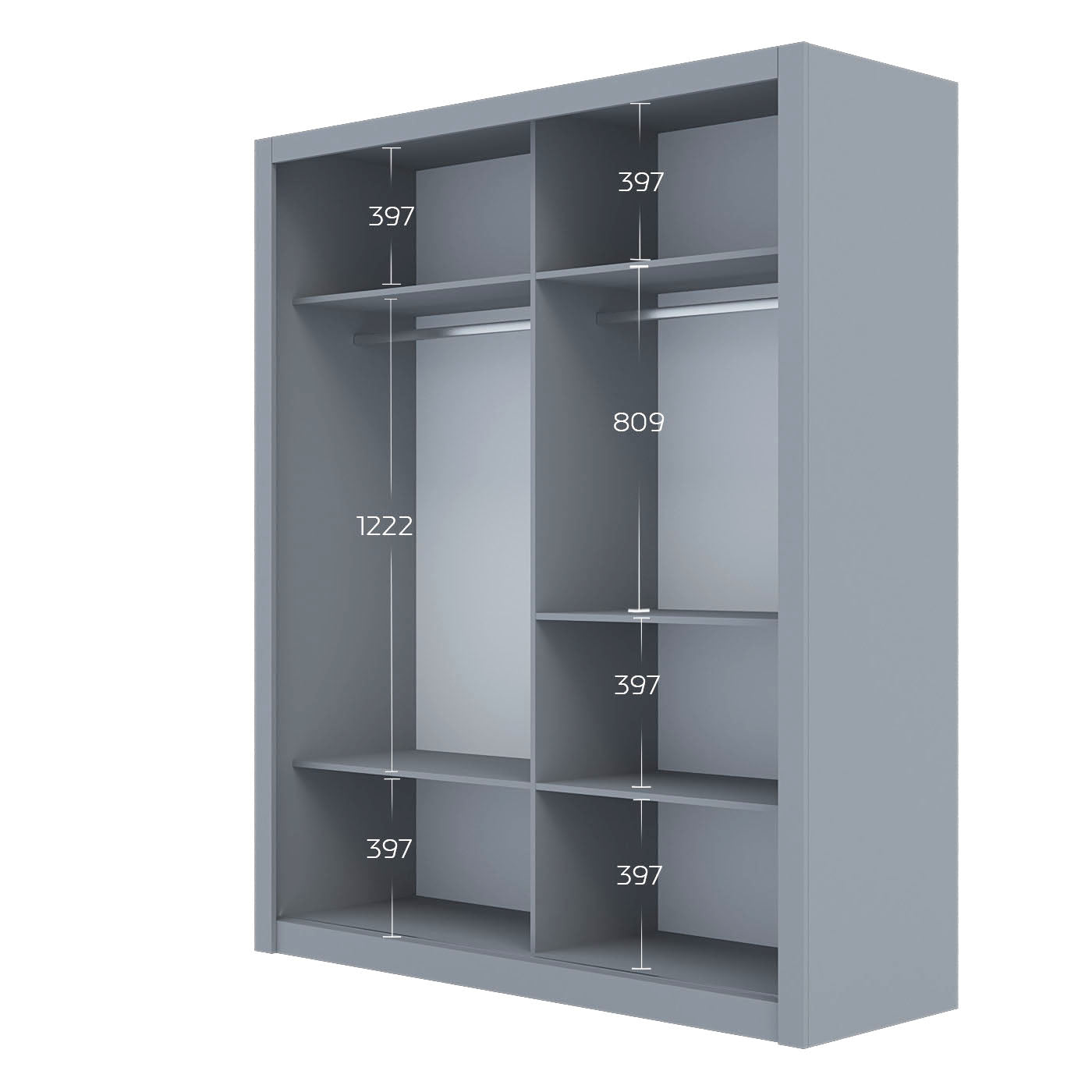 Ντουλάπα Reflex Γκρι 180x60x215