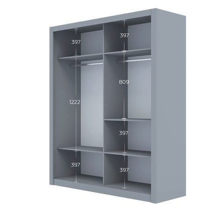 Ντουλάπα Reflex Γκρι 180x60x215