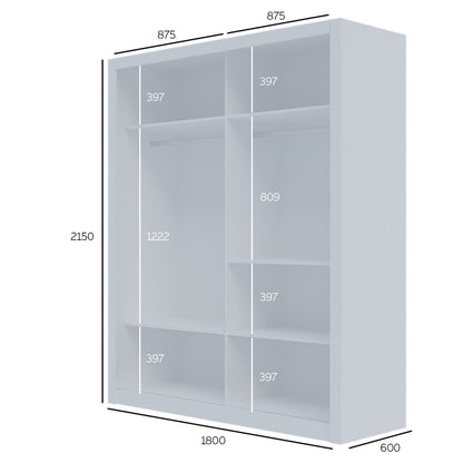 Ντουλάπα Reflex Λευκή με Καθρέφτη 180x60x215