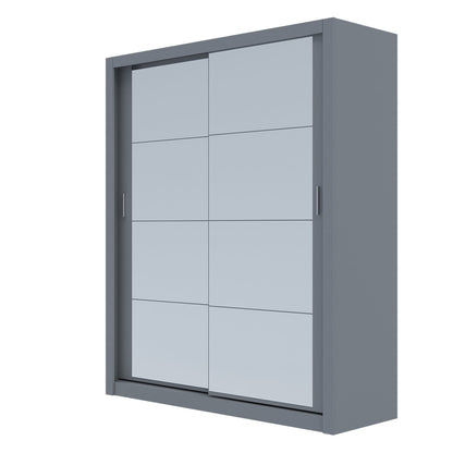 Ντουλάπα Reflex Γκρι με Καθρέφτη 180x60x215