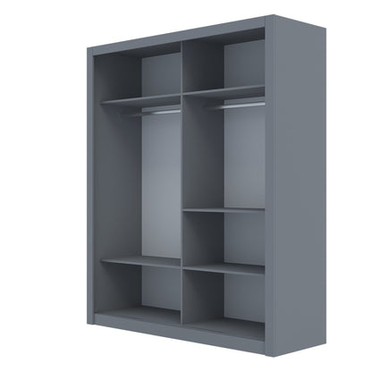 Ντουλάπα Reflex Γκρι με Καθρέφτη 180x60x215