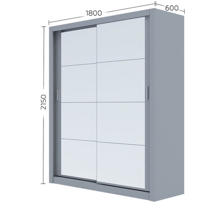 Ντουλάπα Reflex Γκρι με Καθρέφτη 180x60x215