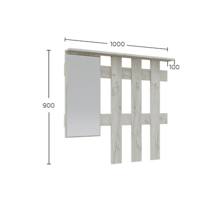 Κρεμάστρα Reno με Καθρέπτη Λευκό 100x10x90