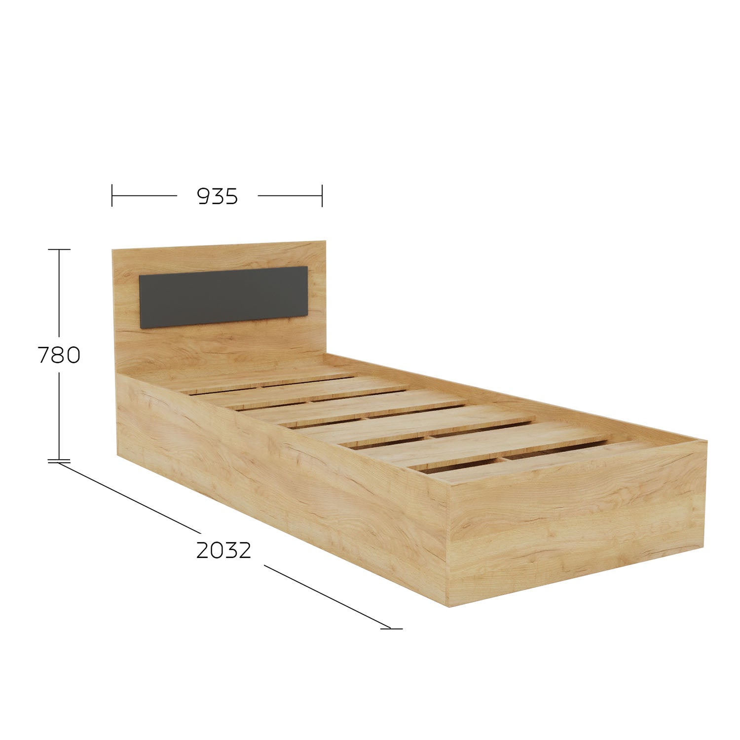 Κρεβάτι Viva Χρυσό Δρυς-Γραφίτης 90x200εκ