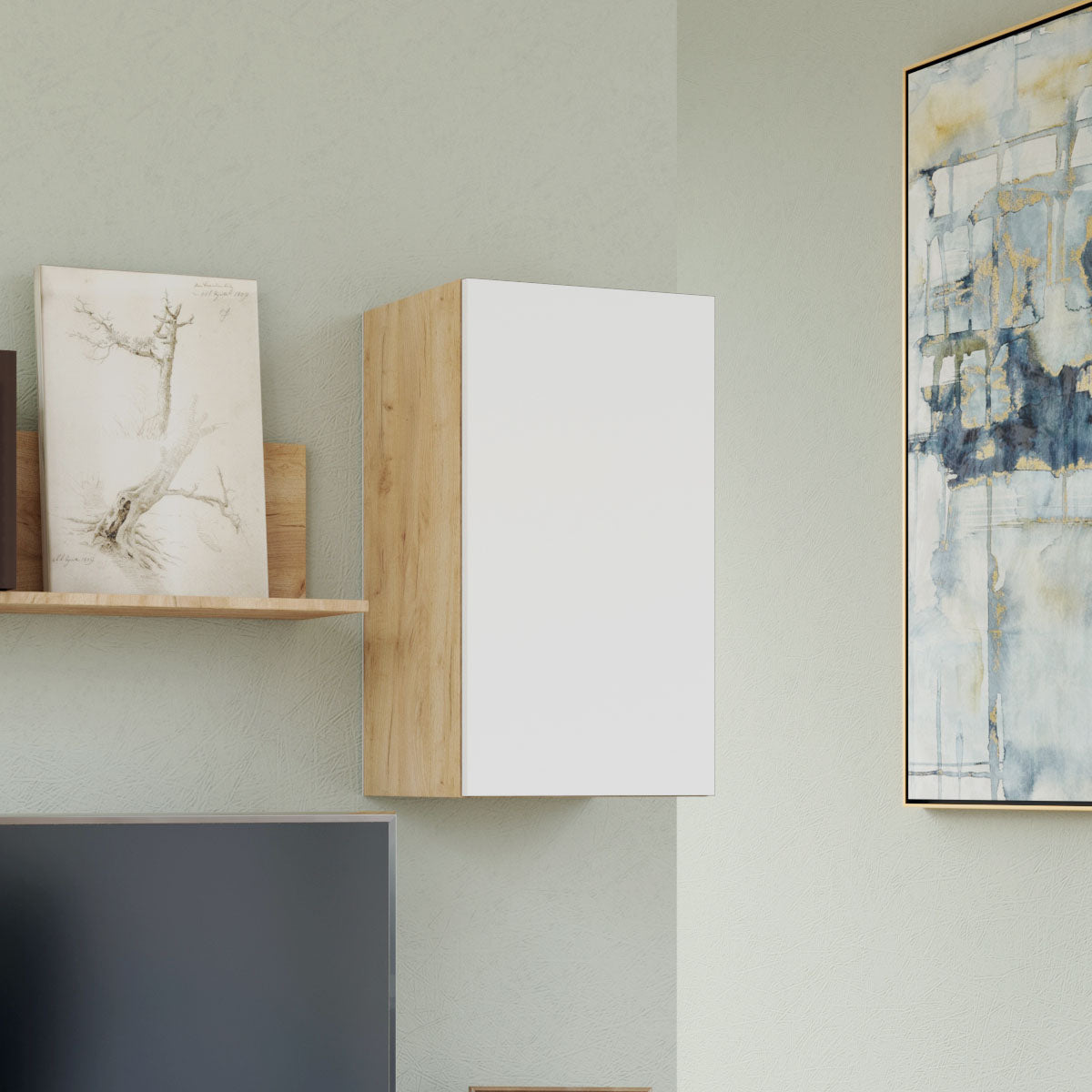 Κρεμαστό Ντουλάπι Callisto Χρυσό Δρυς-Λευκό 40x30x70