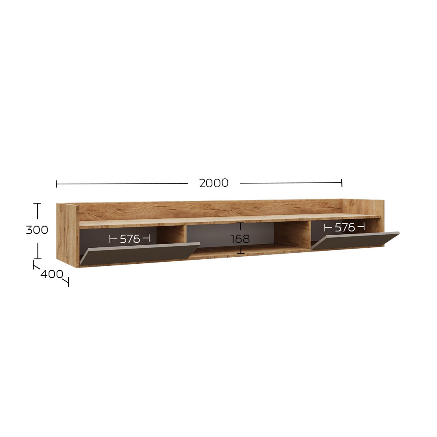 Σύνθεση Τηλεόρασης Callisto Χρυσό Δρυς-Γκρεζ 200x40x180