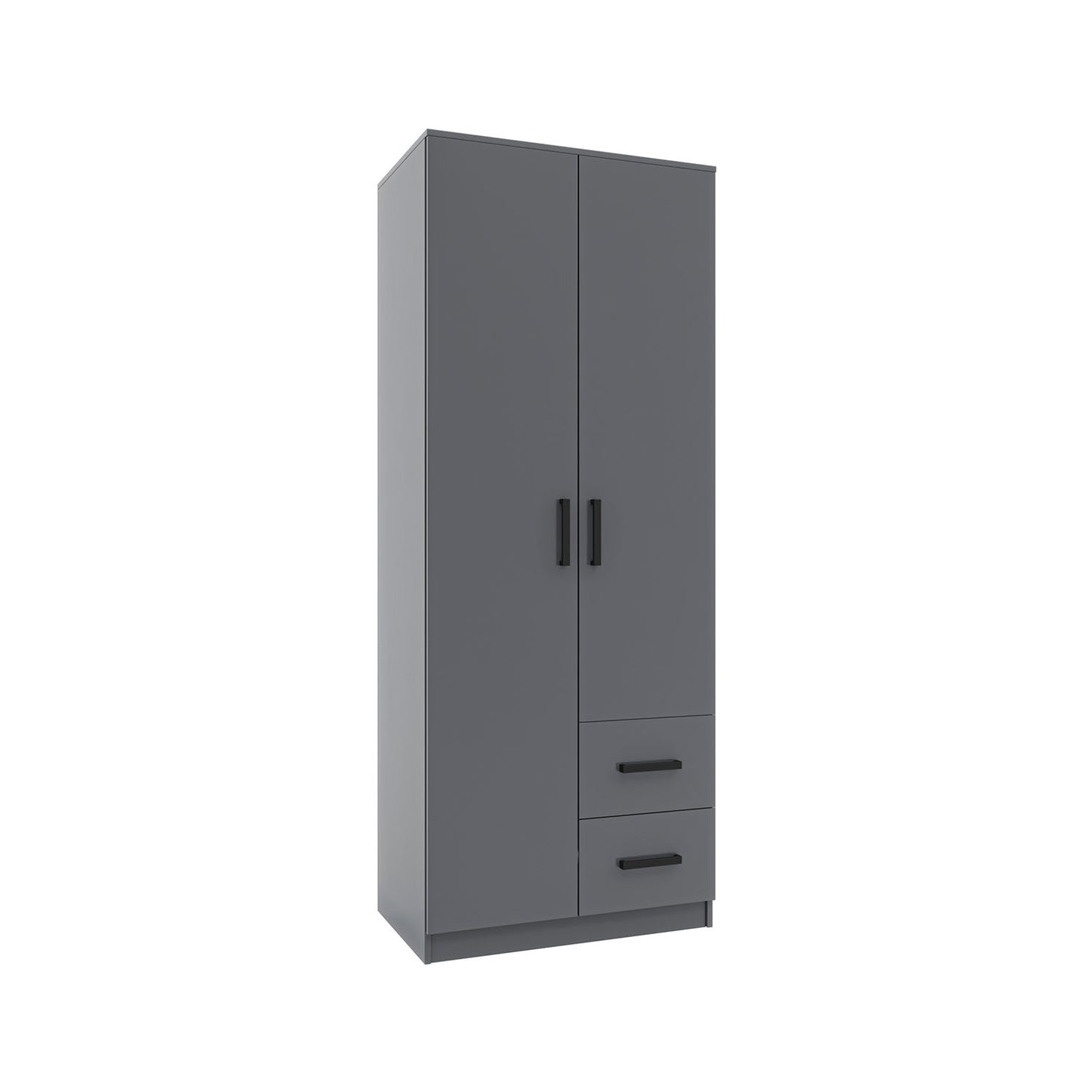 Ντουλάπα Δίφυλλη με Συρτάρια Simple Γραφίτης 80x52x205