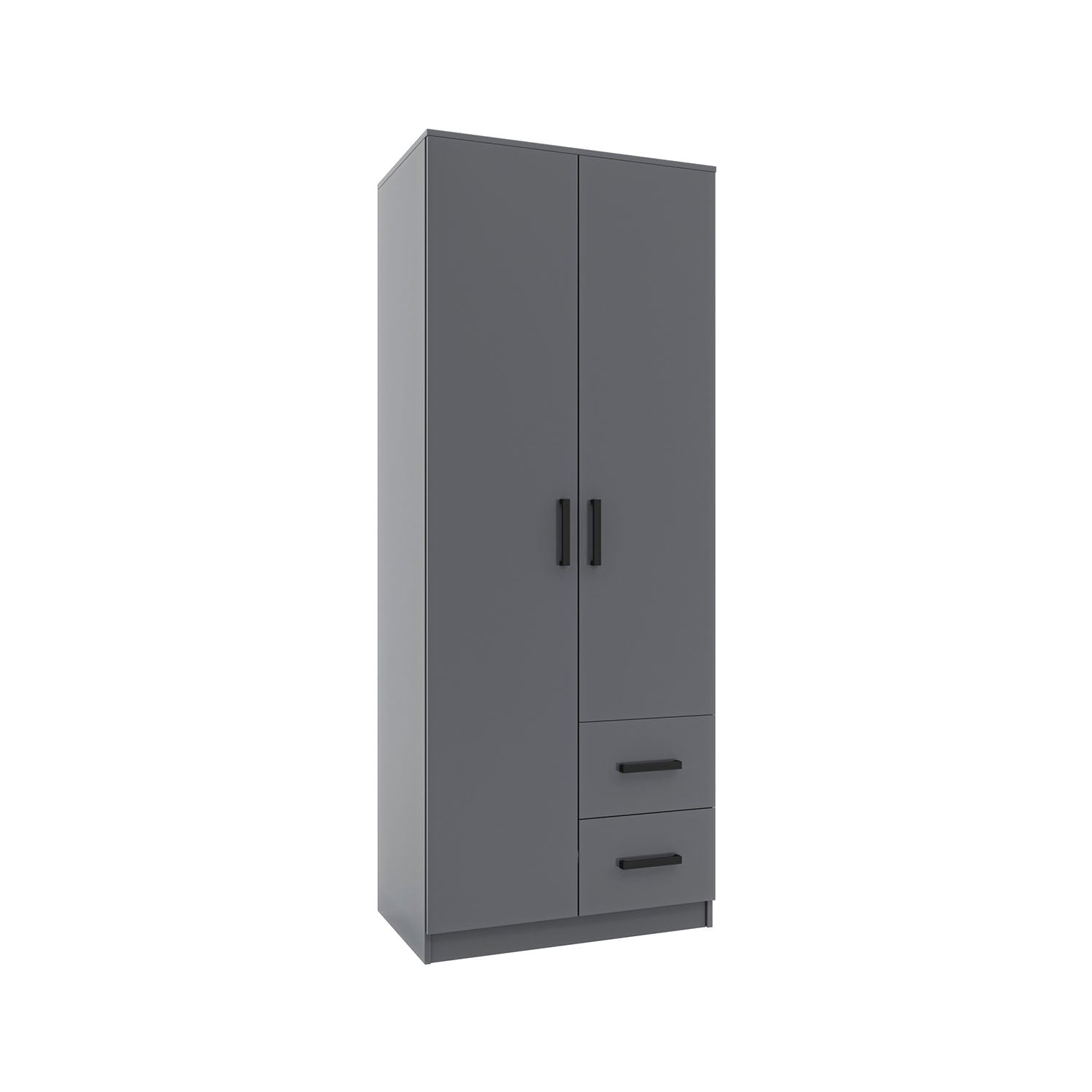 Ντουλάπα Δίφυλλη με Συρτάρια Simple Γραφίτης 80x52x205