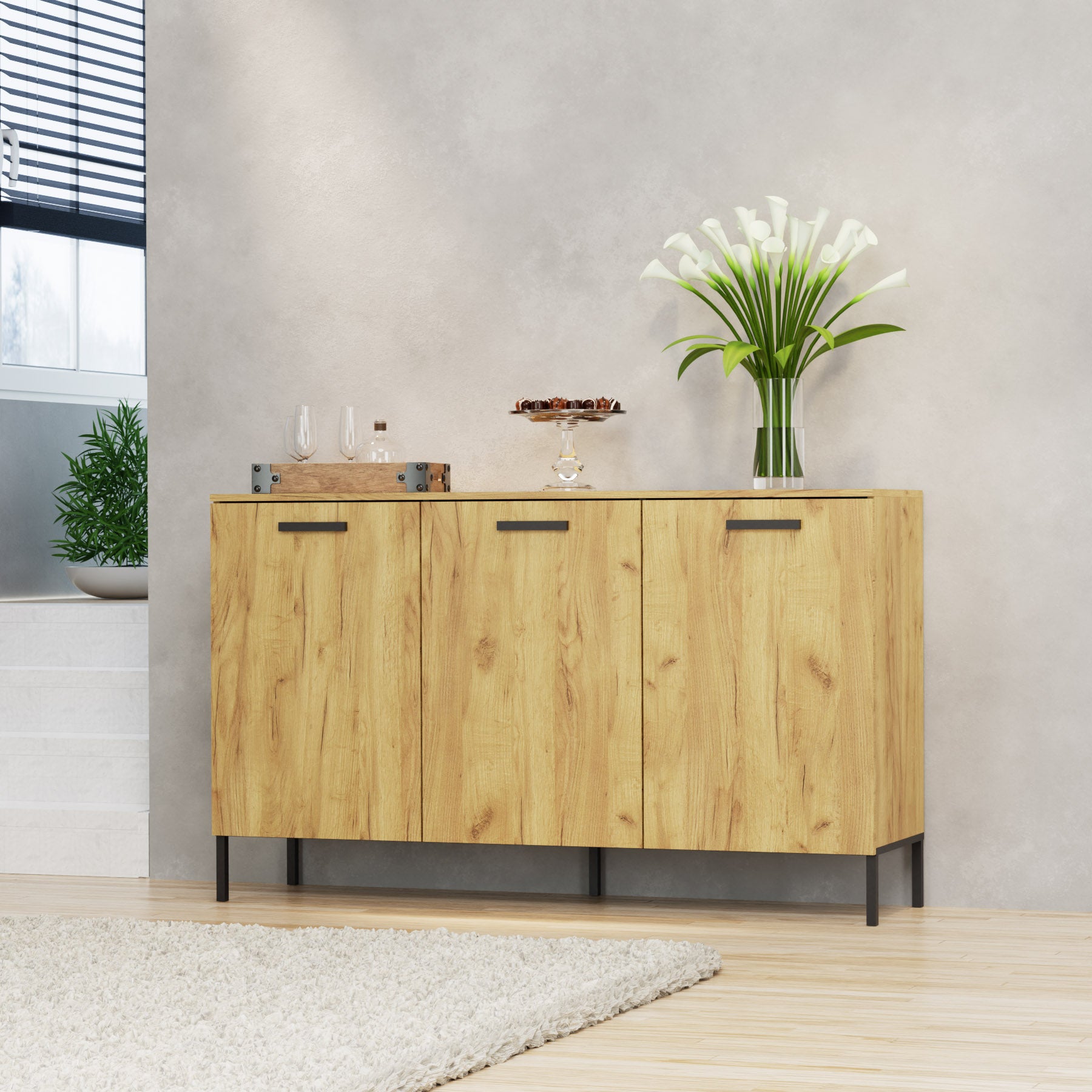 Μπουφές Santes Χρυσό Δρυς-Γραφίτη 155x42x92.5