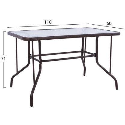 Τραπέζι Venus Καφέ με Γυάλινη Επιφάνεια 110x60x71