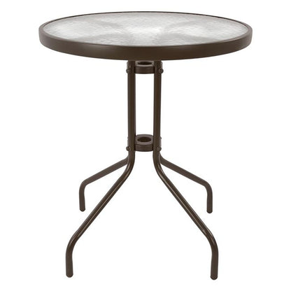 Τραπέζι Adam Καφέ με Γυάλινη Επιφάνεια Φ60x68