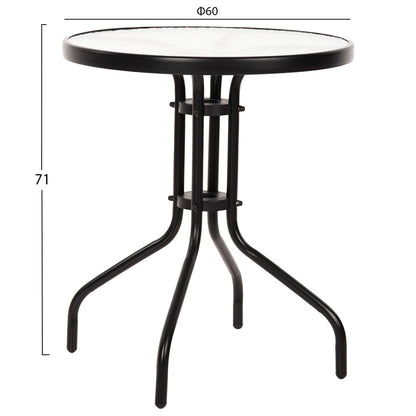 Τραπέζι Adam Μαύρο με Γυάλινη Επιφάνεια Φ60x68