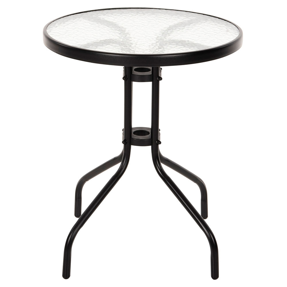 Τραπέζι Adam Μαύρο με Γυάλινη Επιφάνεια Φ60x68