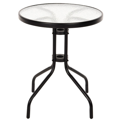 Τραπέζι Adam Μαύρο με Γυάλινη Επιφάνεια Φ60x68