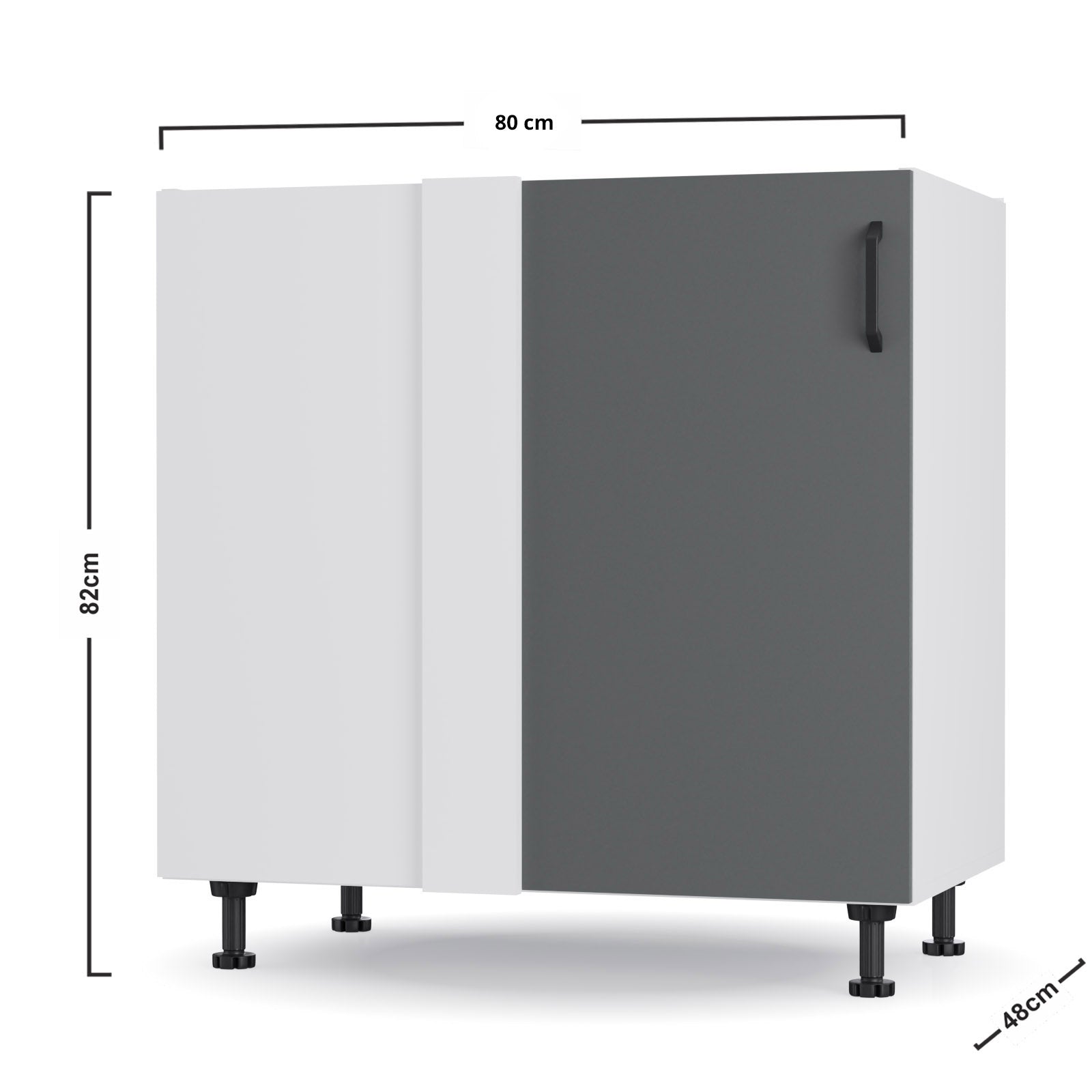 Modest Κάτω Γωνιακό Ντουλάπι Ανθρακί 100x48x82