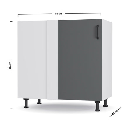 Modest Κάτω Γωνιακό Ντουλάπι Ανθρακί 100x48x82