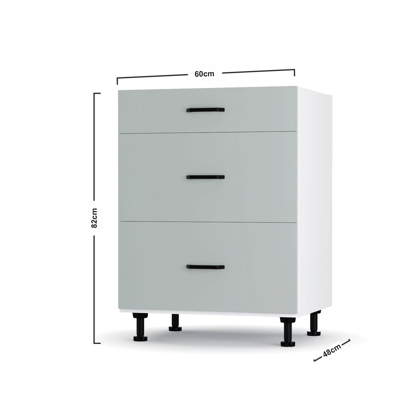 Modest Κάτω Ντουλάπι Συρταριέρα Γκρι 60x48x82