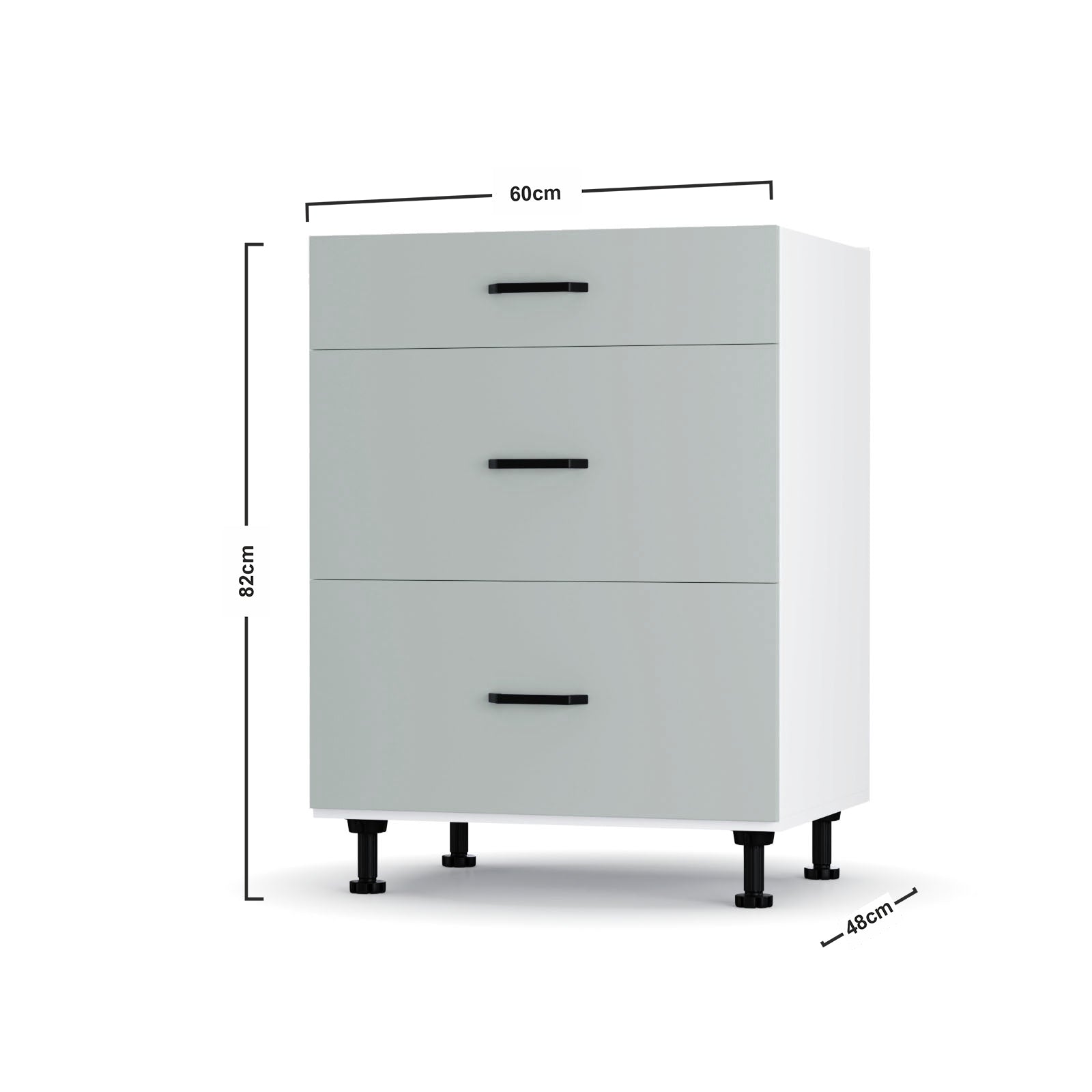 Modest Κάτω Ντουλάπι Συρταριέρα Γκρι 60x48x82
