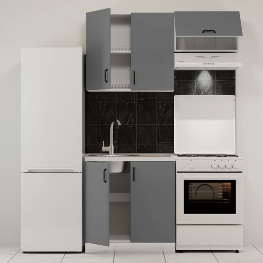 Κουζίνα Modest Σετ 3 Κουτιών Ανθρακί Άνω Κουτιά 140εκ Κάτω 80εκ