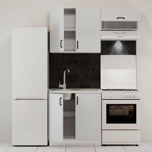 Κουζίνα Modest Σετ 3 Κουτιών Λευκό Άνω Κουτιά 140εκ Κάτω 80εκ