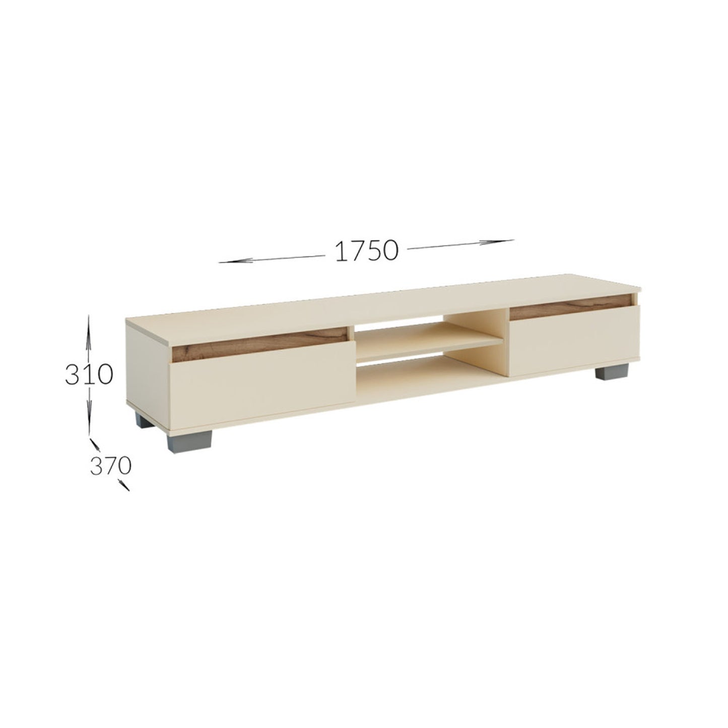 Έπιπλο TV Lilu Μπεζ-Σκούρο Δρυς 175x37x31