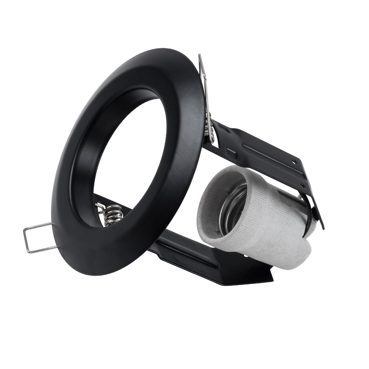 ACIDA 77845 Χωνευτή Στρογγυλή Μεταλλική Βάση Μπετού για Λάμπα R63 με Ντουί E27 AC 220-240V IP20 Φ11 x Υ11cm - Μαύρη