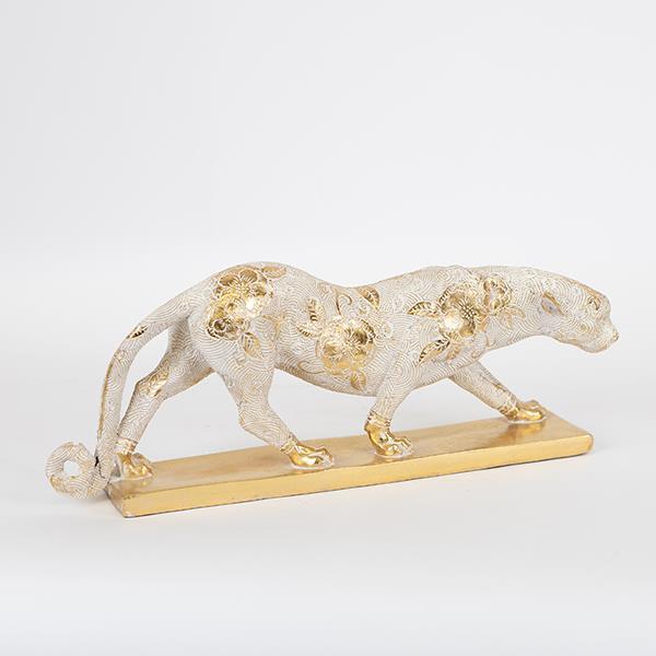 ΕΠΙΤΡΑΠΕΖΙΟ ΔΙΑΚΟΣΜΗΤΙΚΟ ΠΑΝΘΗΡΑΣ ΠΟΛΥΡΕΣΙΝ ΛΕΥΚΟ-ΧΡΥΣΟ 43x11x17