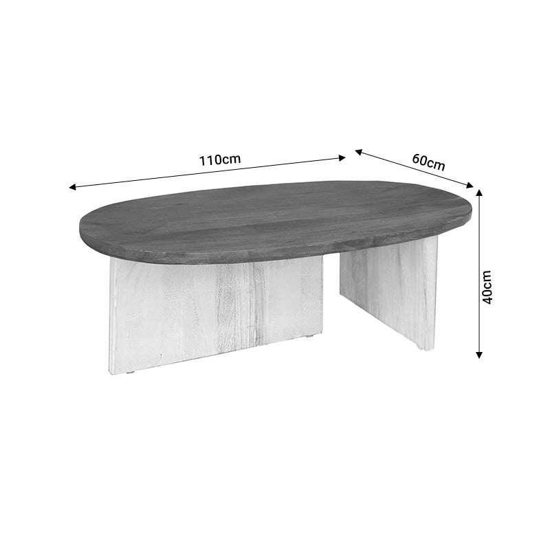 Τραπέζι Σαλονιού Simplicity White Wash-Φυσικό Μασίφ Ξύλο Ακακίας 110X60X40