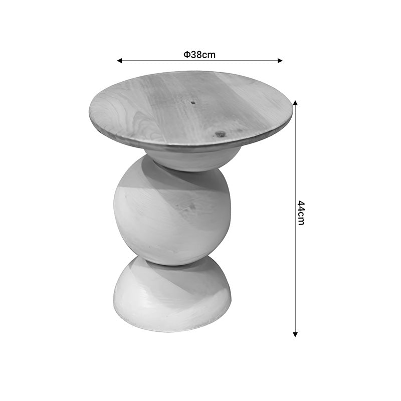 Βοηθητικό Τραπέζι Sedra White Wash-Φυσικό Μασίφ Mango Ξύλο Φ38X44