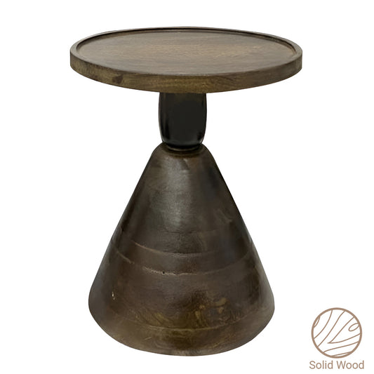 Βοηθητικό Τραπέζι Spello Καρυδί Μασίφ Mango Ξύλο Φ38x46