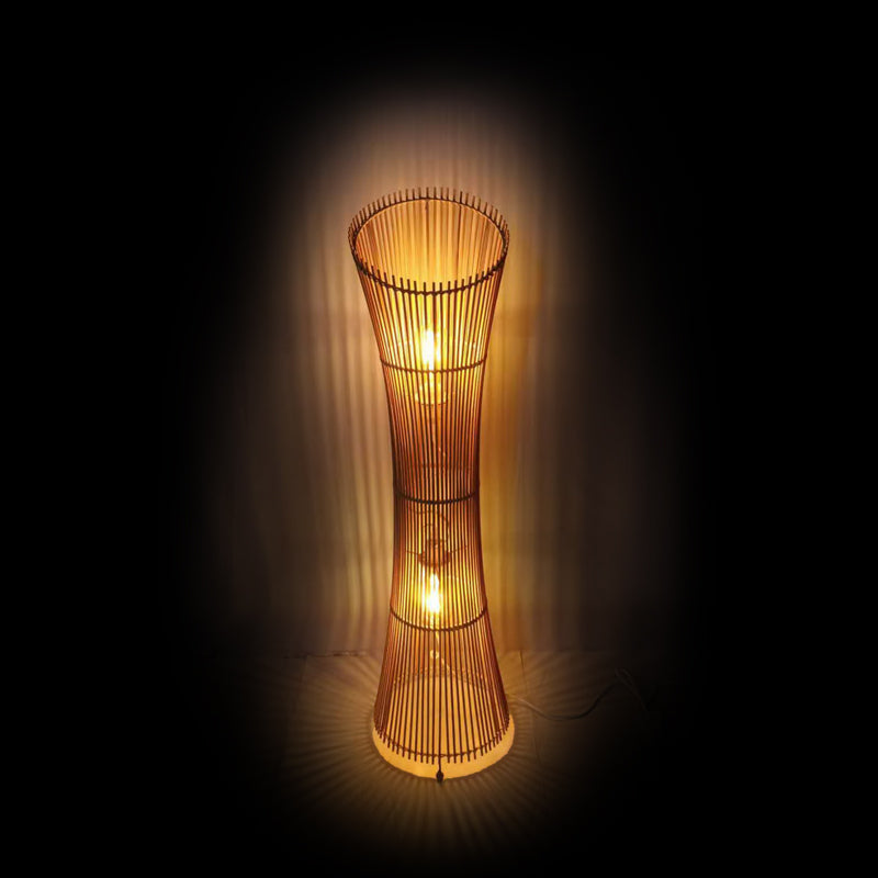 Φωτιστικό Δαπέδου Δίφωτο Gion E27 Φυσικό Μπαμπού Φ29.5x118