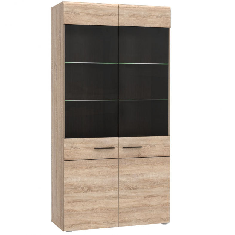 Βιτρίνα Δίφυλλη Solo Sonoma με Wenge και MDF Καμπυλωτό Τελείωμα στις Πόρτες 100x41x197