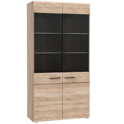 Βιτρίνα Δίφυλλη Solo Sonoma με Wenge και MDF Καμπυλωτό Τελείωμα στις Πόρτες 100x41x197