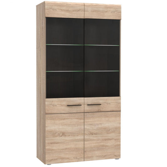 Βιτρίνα Δίφυλλη Solo Sonoma με Wenge και MDF Καμπυλωτό Τελείωμα στις Πόρτες 100x41x197