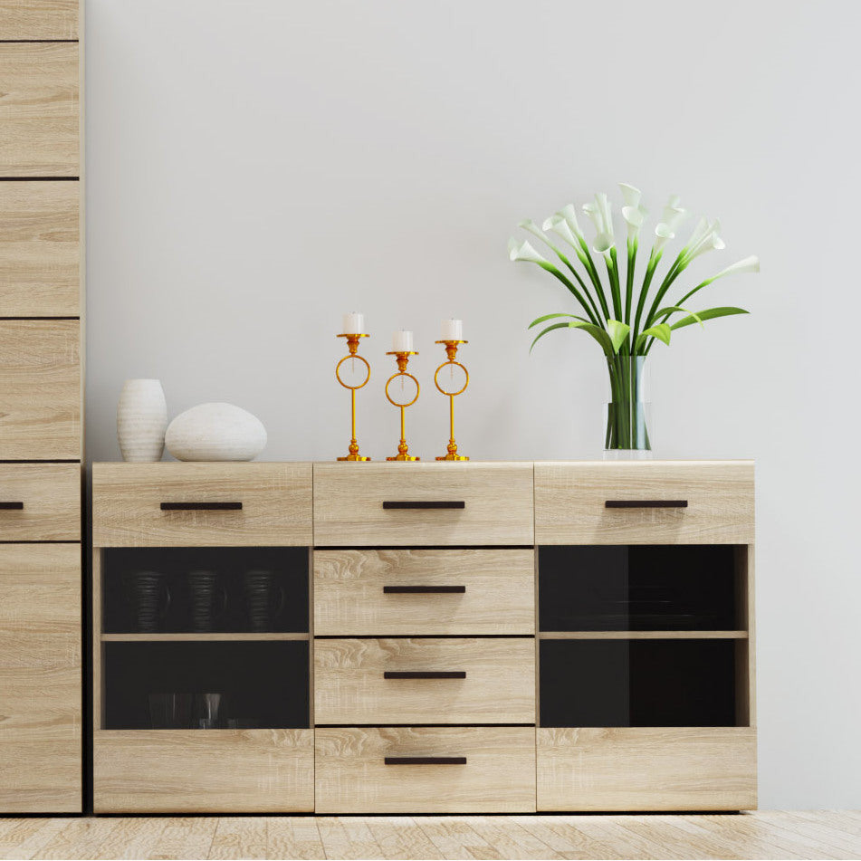 Μπουφές Solo Sonoma με Wenge και MDF Καμπυλωτό Τελείωμα στις Πόρτες 150x41x82